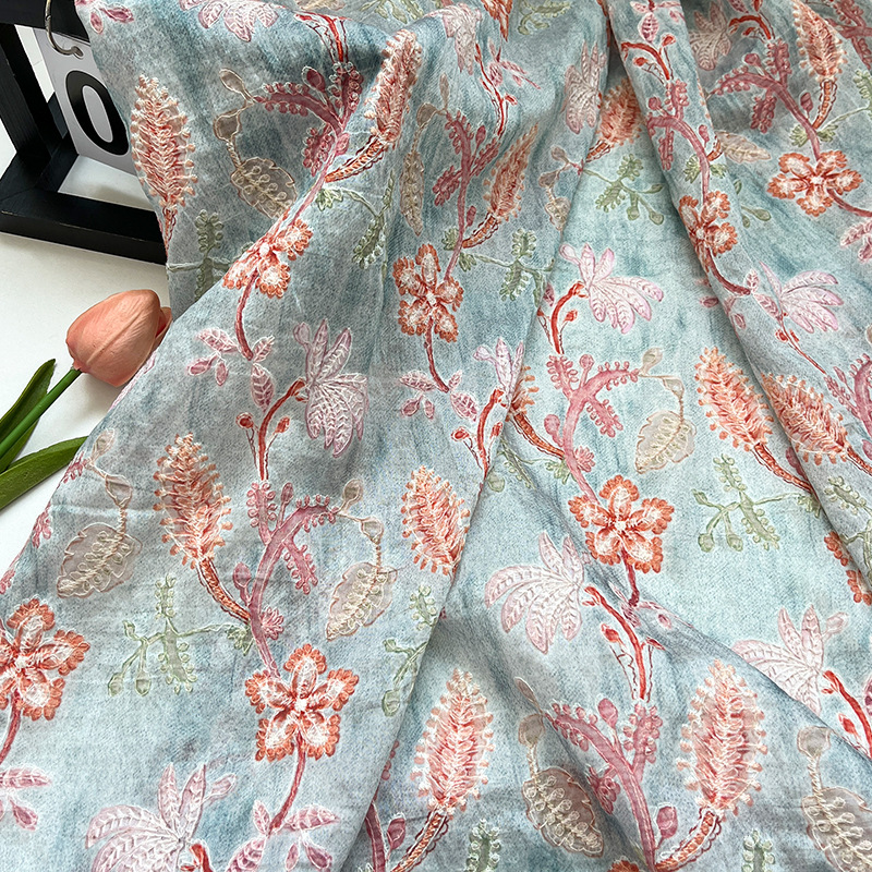 Home Textiles Wholesale - 1 Meter Vintage Floral Embroidery Brocade