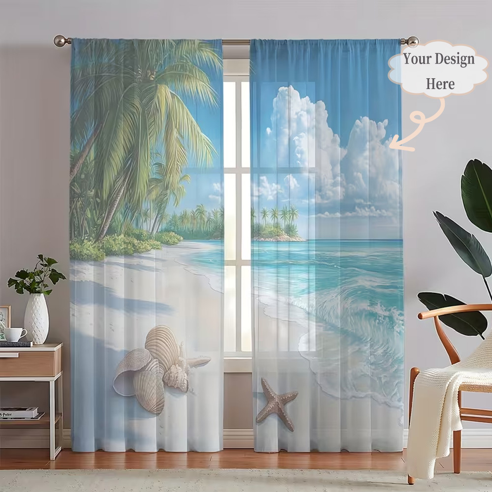 Home And Textiles - Custom 2D Flat 2pcs Sheer Curtains,
