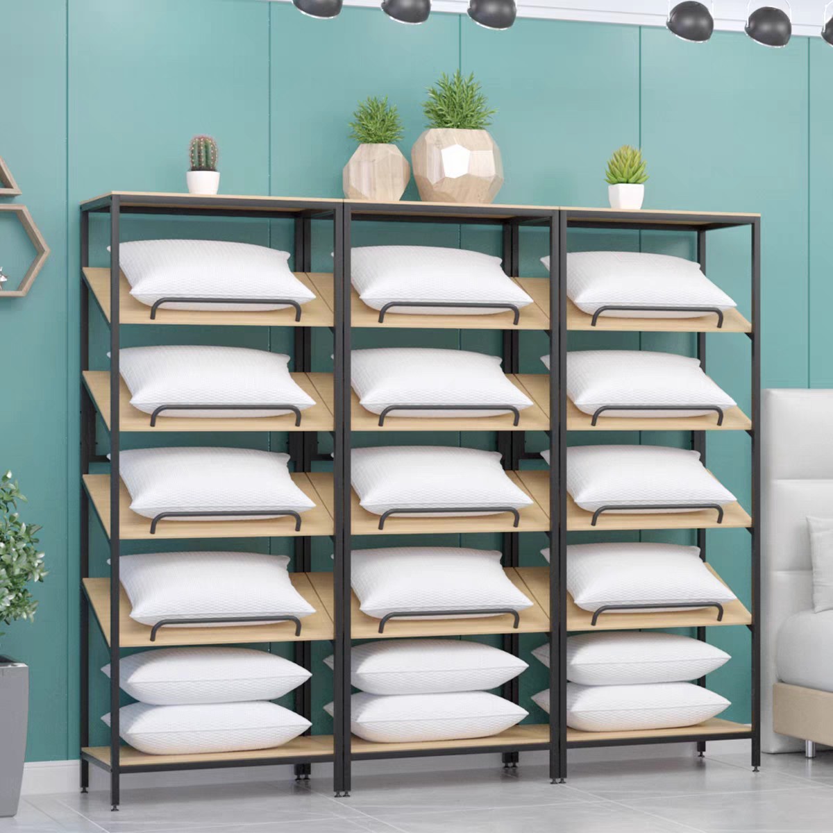 Home Textiles Exhibition - Home Textile Store Shelf Pillow Display