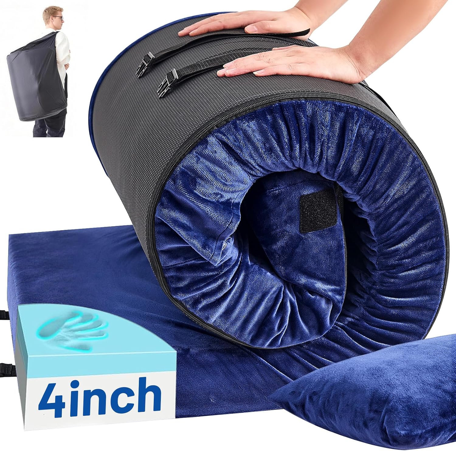 Mattress Pad Topper - Memory Foam Camping Mattress Pad with