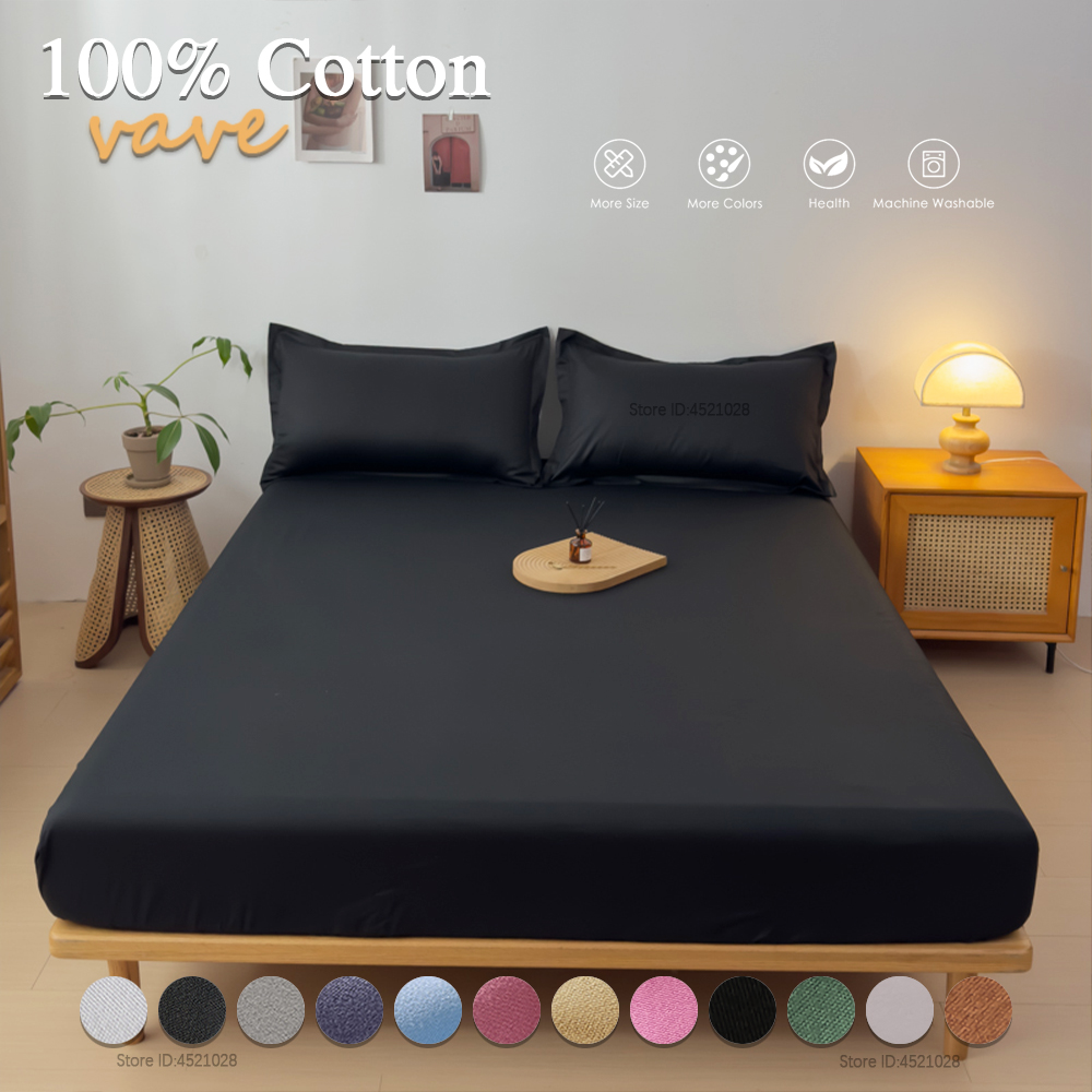 Mattress Pad Topper - Elastic Edges Cotton Fitted Sheet Breathable