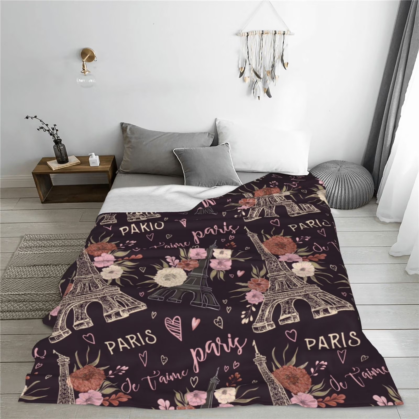 Romantic Paris Eiffel Tower Fl - Home Textiles Paris ulasan dan harga