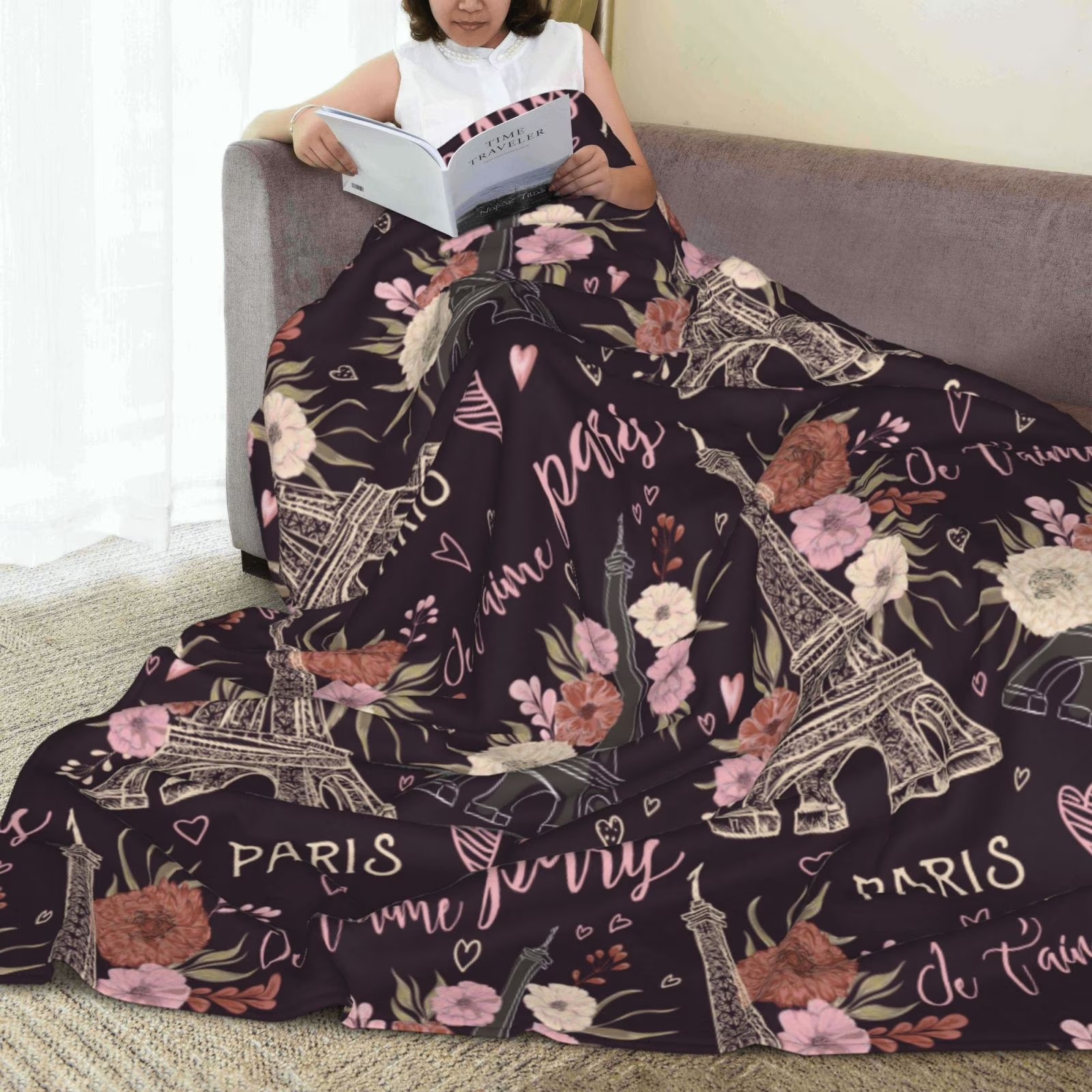 Romantic Paris Eiffel Tower Fl - Home Textiles Paris ulasan dan harga