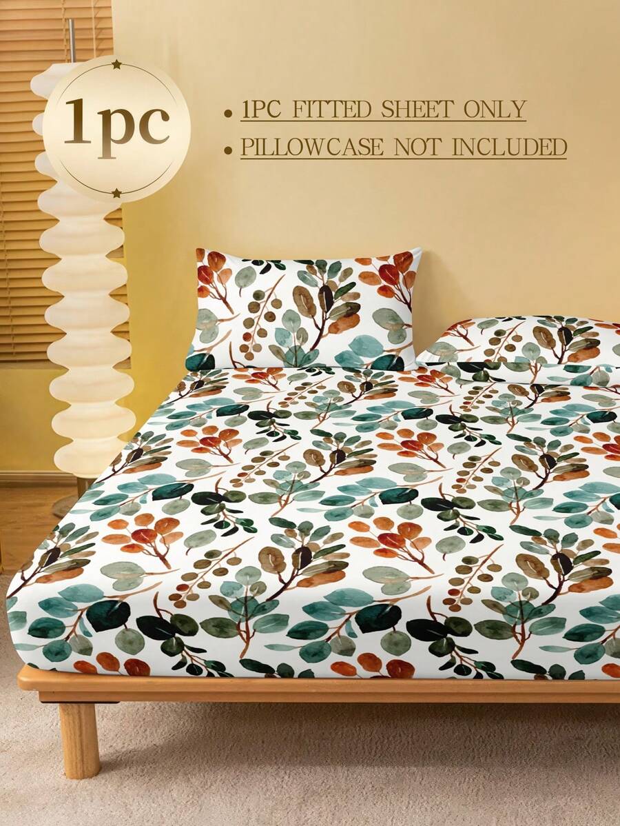 Floral Leaf Printed Fitted She - Fitted Sheet Deep ulasan dan harga