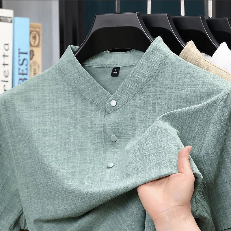 Summer Stand Collar Half Butto - Home And Textiles ulasan dan harga