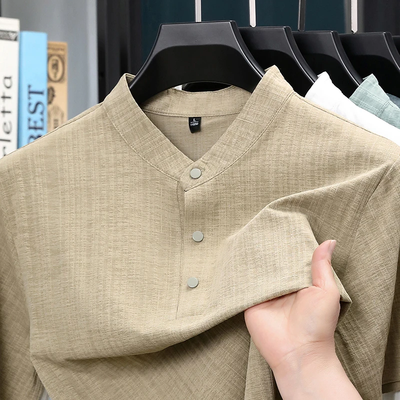 Summer Stand Collar Half Butto - Home And Textiles ulasan dan harga