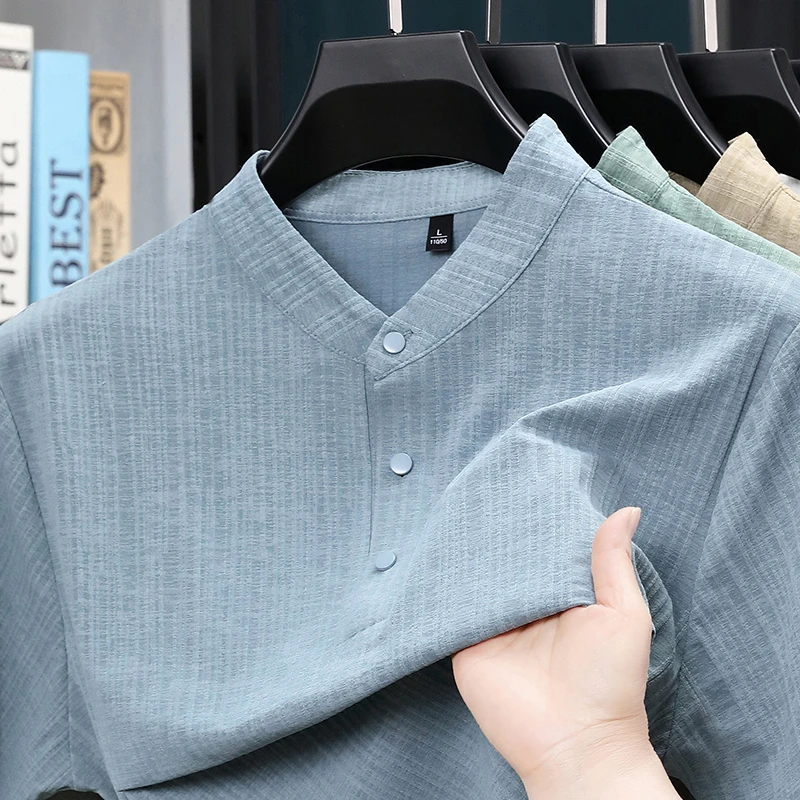 Summer Stand Collar Half Butto - Home And Textiles ulasan dan harga