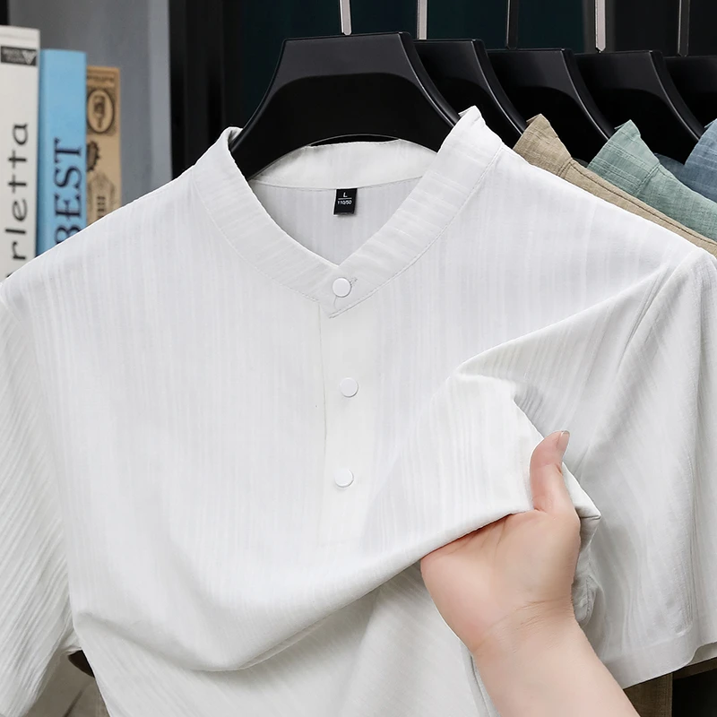 Summer Stand Collar Half Butto - Home And Textiles ulasan dan harga