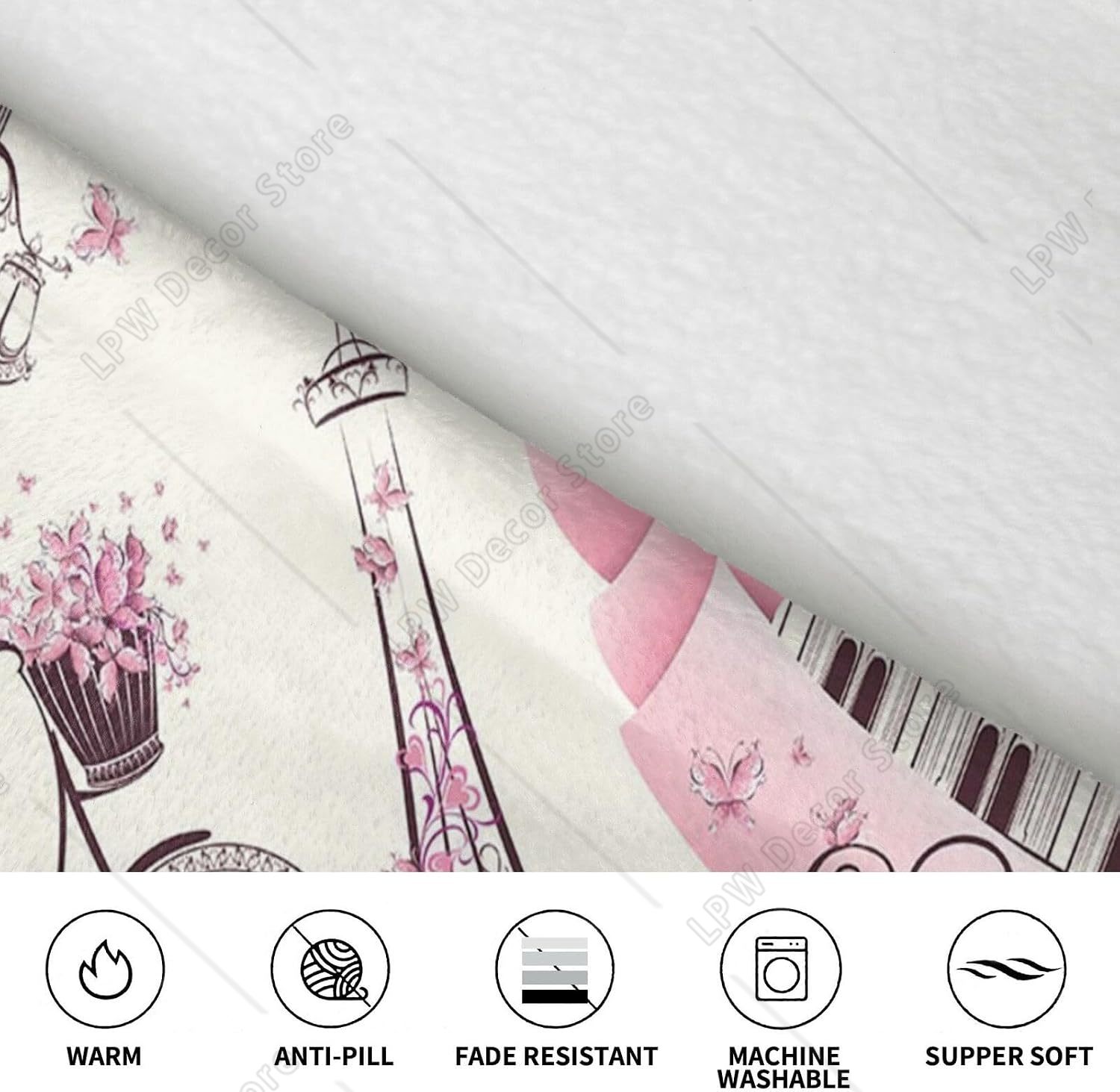 Paris Tower Flower Print Blank - Home Textiles Paris ulasan dan harga
