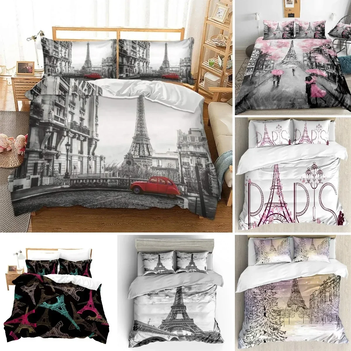 Eiffel Tower Paris Theme Comfo - Home Textiles Paris ulasan dan harga
