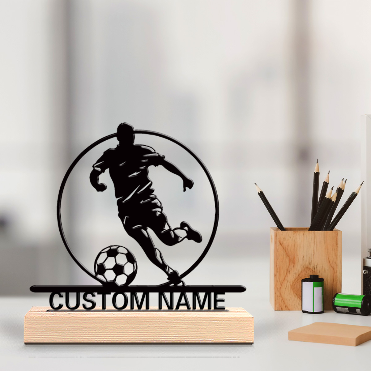 Custom Soccer Player Metal Sta - Home Textiles Products ulasan dan harga