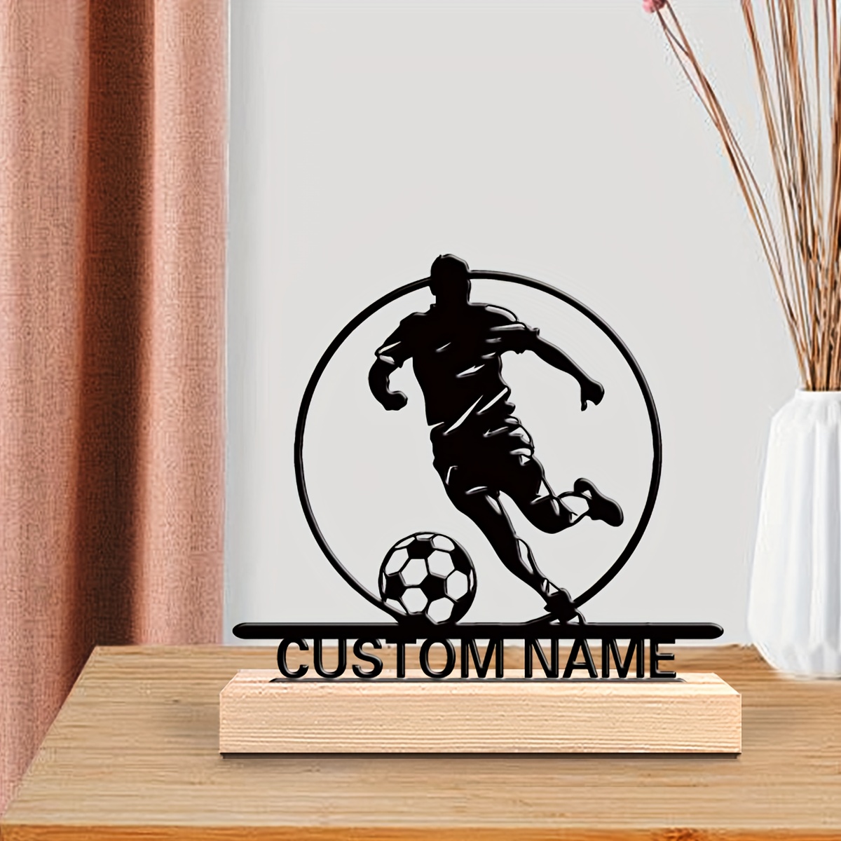 Custom Soccer Player Metal Sta - Home Textiles Products ulasan dan harga