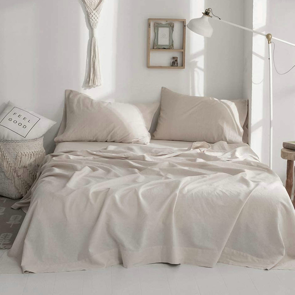 100% Linen Soft Bed Sheets, Qu - Fitted Sheet Deep ulasan dan harga