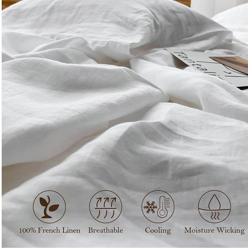 100% Linen Soft Bed Sheets, Qu - Fitted Sheet Deep ulasan dan harga