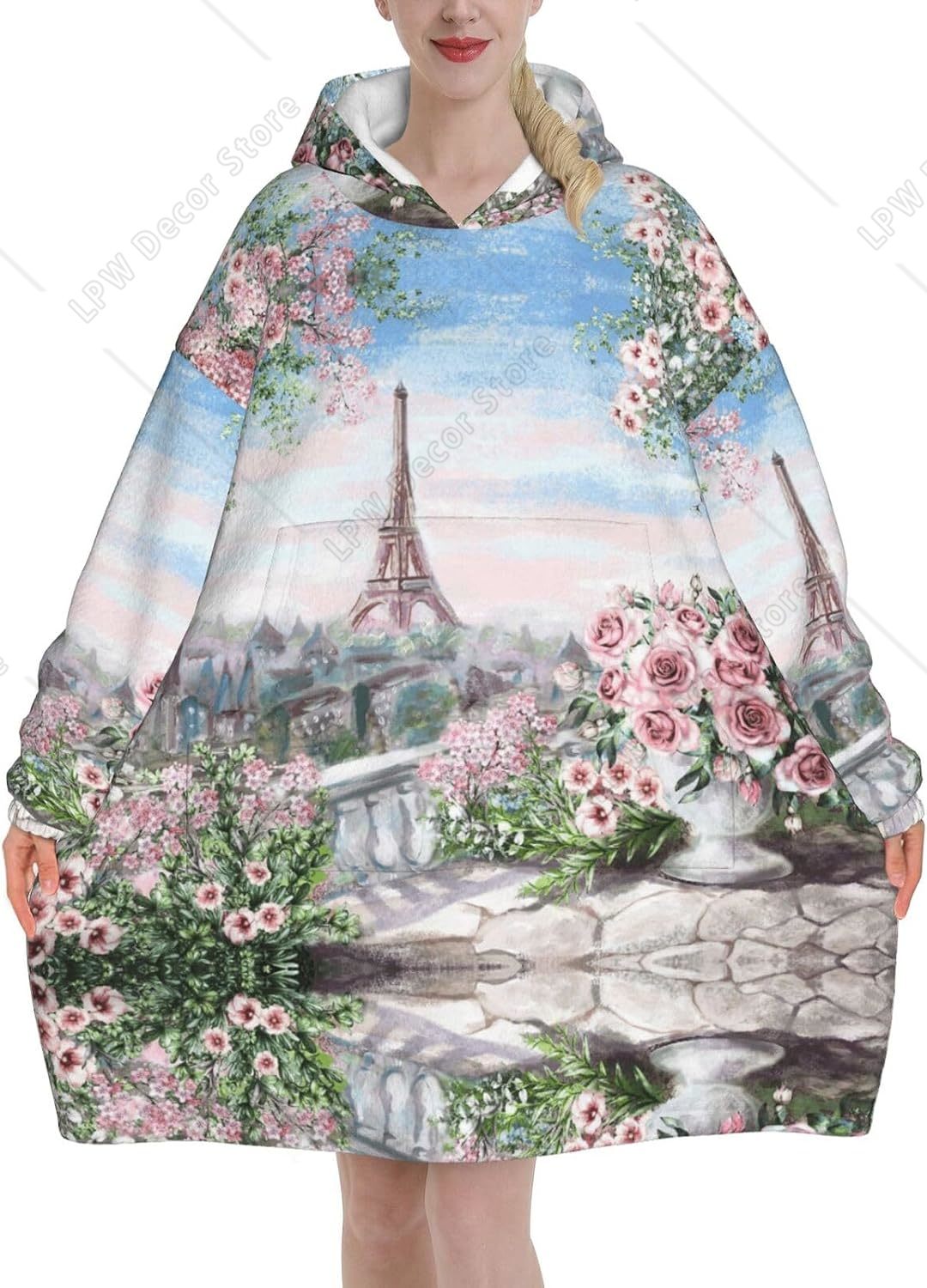 Tower Paris Print Blanket Hood - Home Textiles Paris ulasan dan harga
