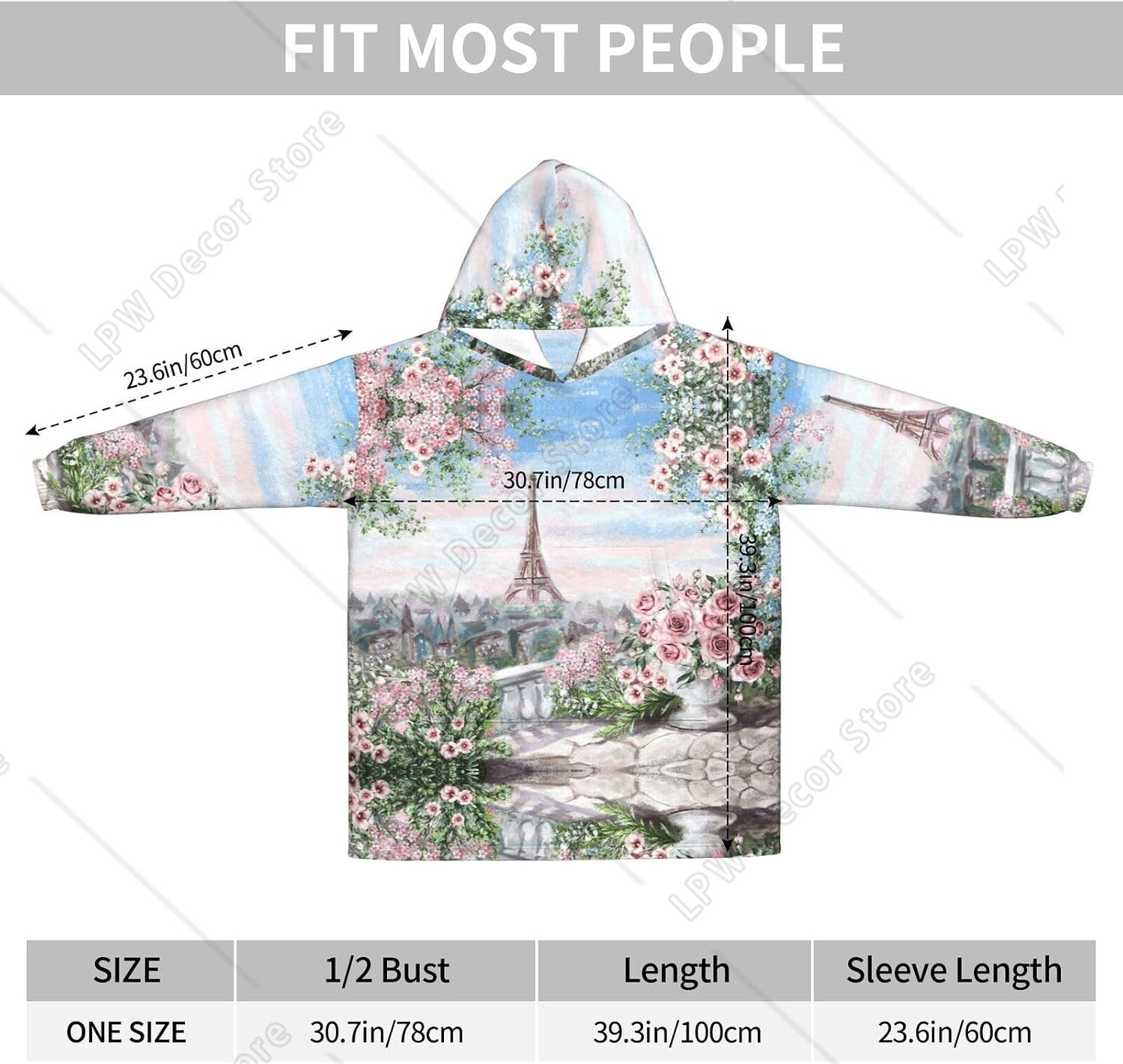 Tower Paris Print Blanket Hood - Home Textiles Paris ulasan dan harga