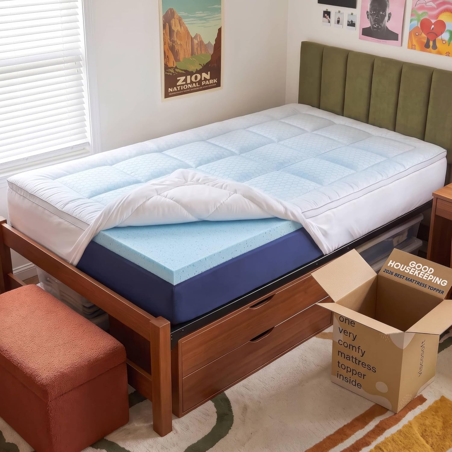 4 Inch Pillow Top Memory Foam  - Memory Foam Topper ulasan dan harga