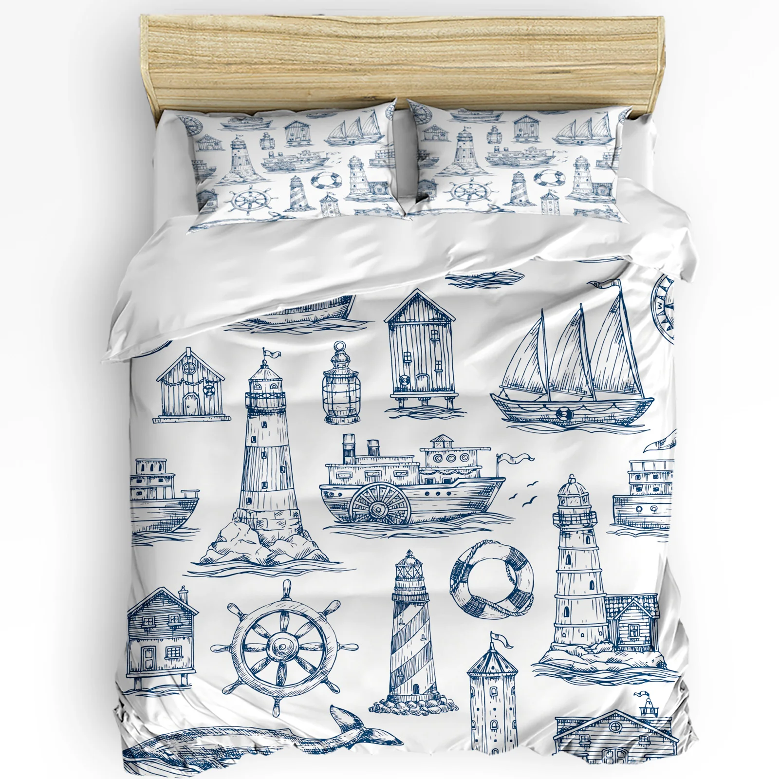 Nautical Anchor Ship Lighthous - Home Art Textiles ulasan dan harga
