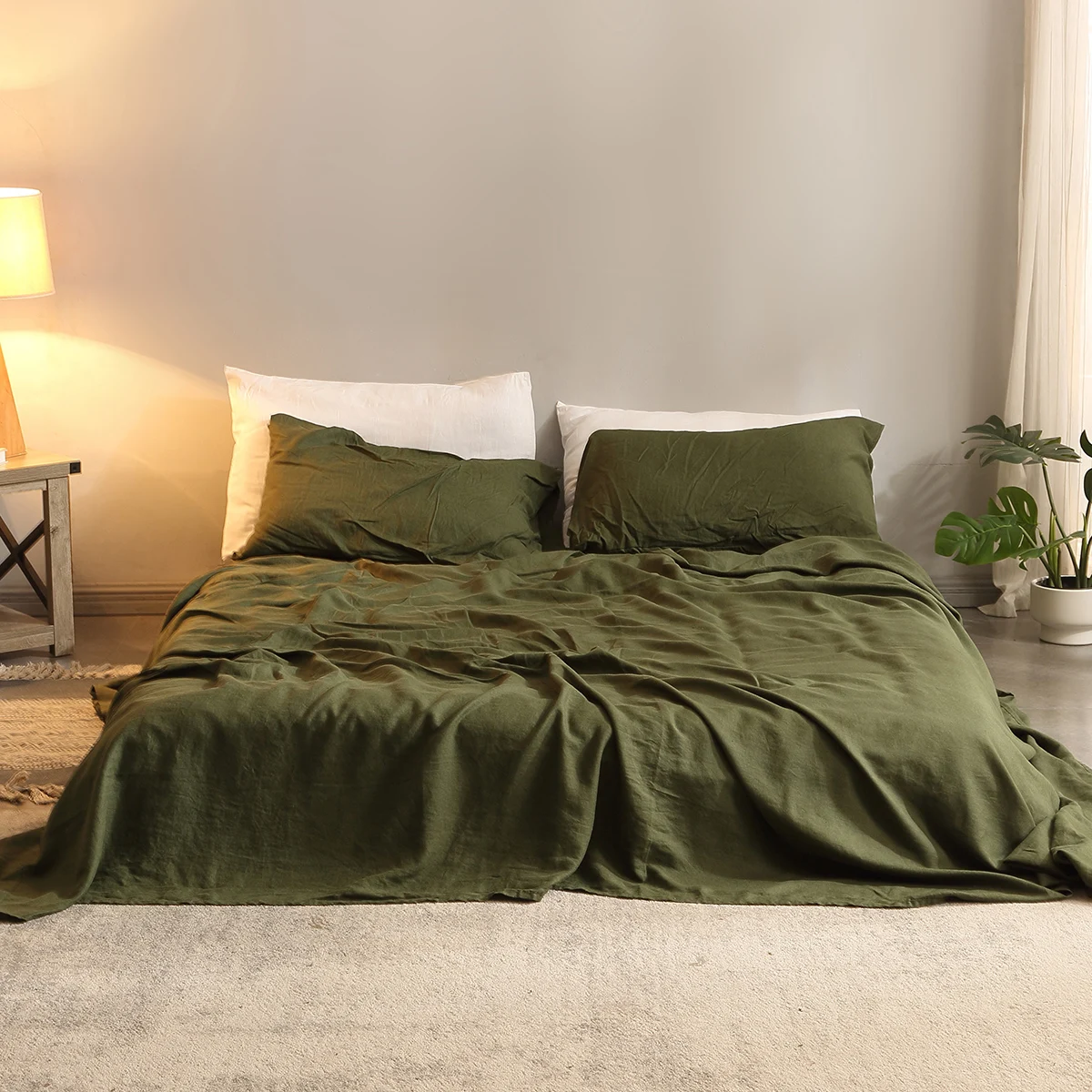 Bed Sheet Set 4 Piece 100% Pur - Fitted Sheet Deep ulasan dan harga