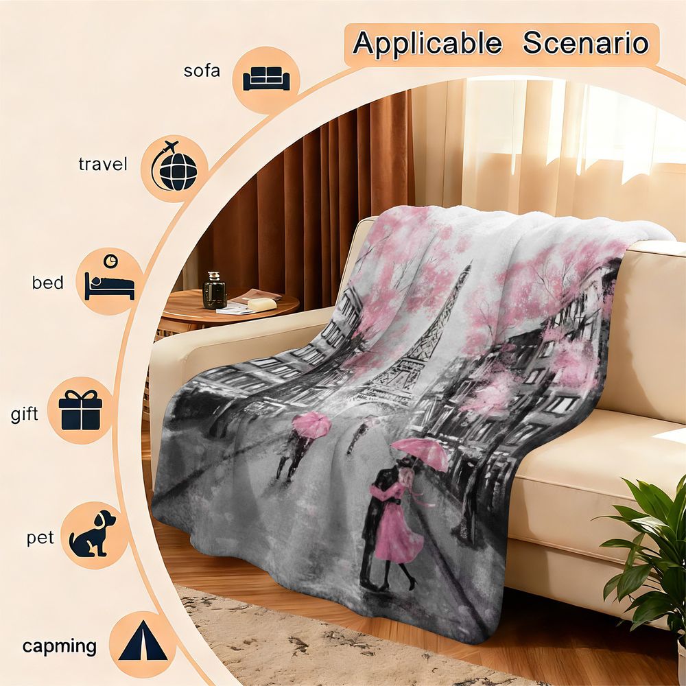 Paris Rainy Day Romantic Flann - Home Textiles Paris ulasan dan harga