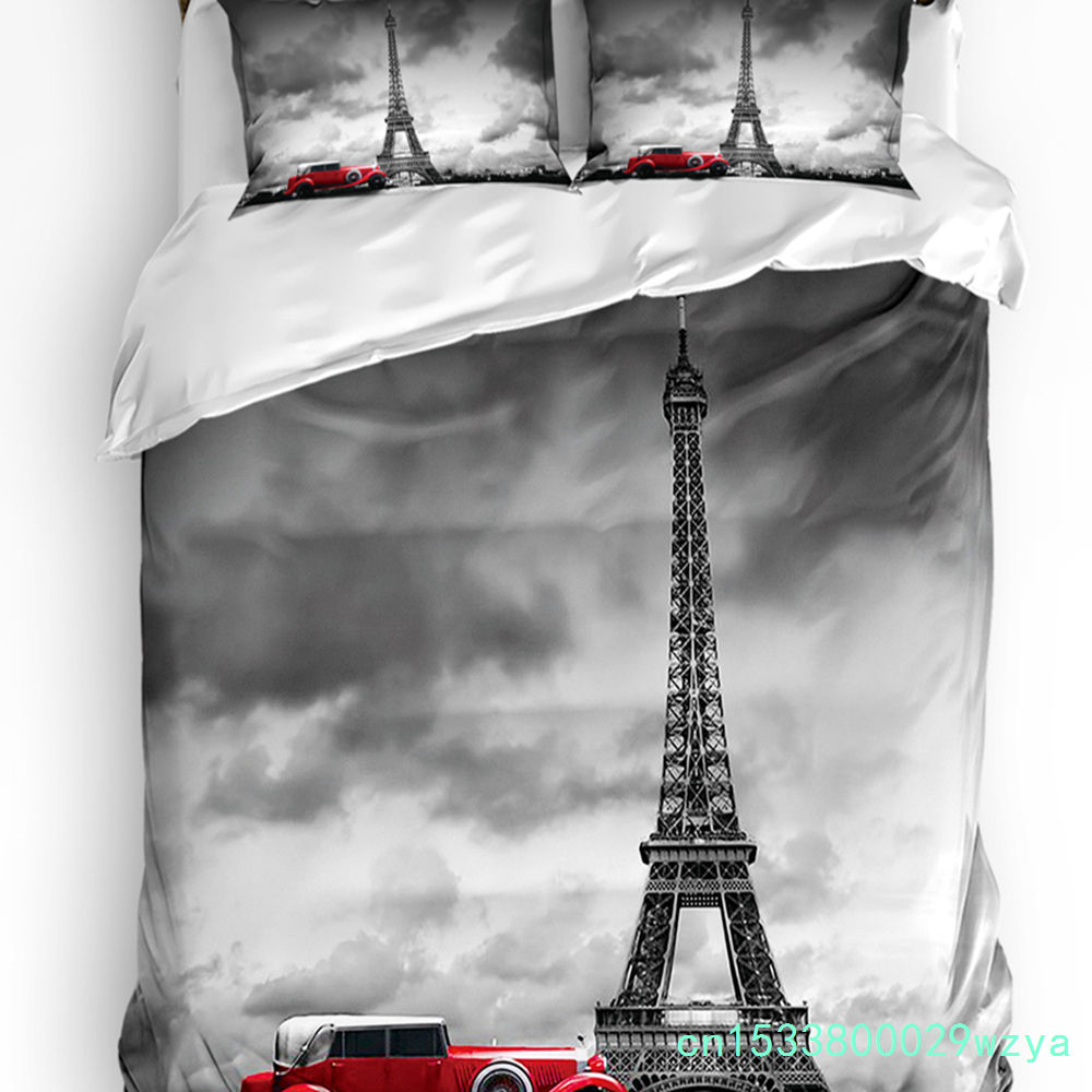Paris Eiffel Tower With Red Ca - Home Textiles Paris ulasan dan harga