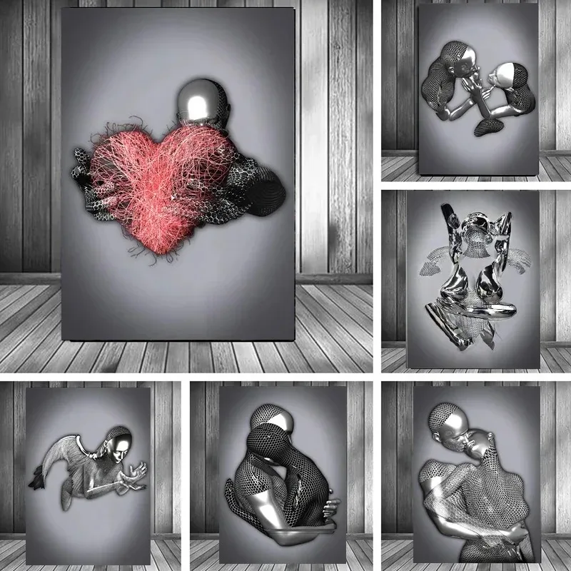 Metal Figure Statue Art Canvas - Home Textiles Products ulasan dan harga